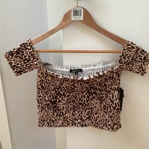 Leopard print cropped summer top XL